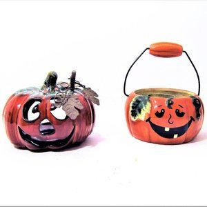 Ceramic Pumpkin Votive Candle Holders